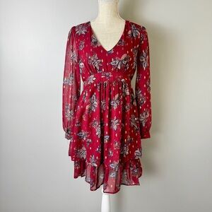 Mi Ami Red Floral Long Sleeve Dress